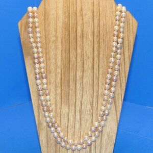 Vintage Pearl Necklace Extra Long Knotted Freshwater Baroque No Clasp Statement